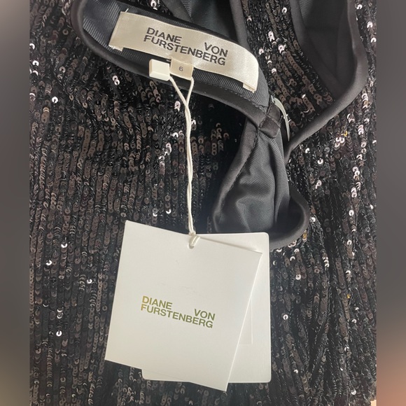 Diane Von Furstenberg Mercury Sequined Jersey Fitted Dress in Black Size 6 NWT - Picture 7 of 12
